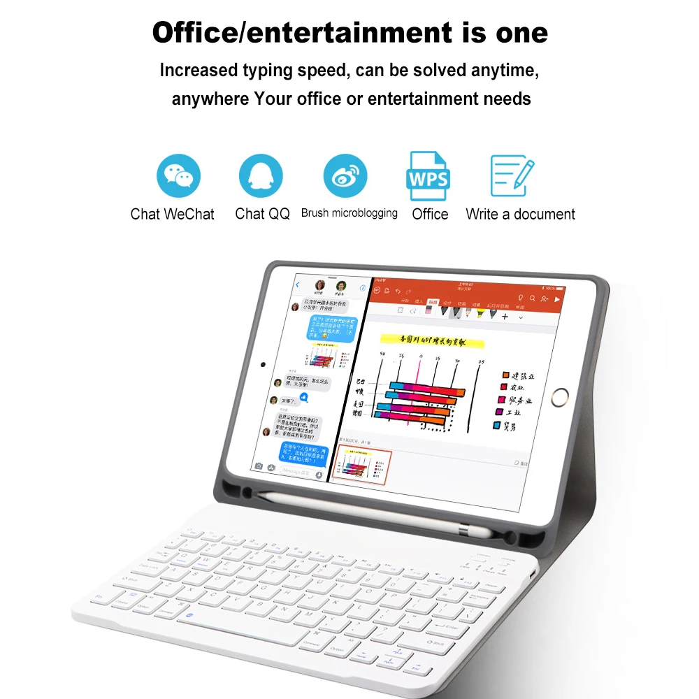 Съемный чехол с Bluetooth клавиатурой для iPad Air1 Air2 ipad 5 6 9 7 дюйма 2017 2018 со слотом ручки