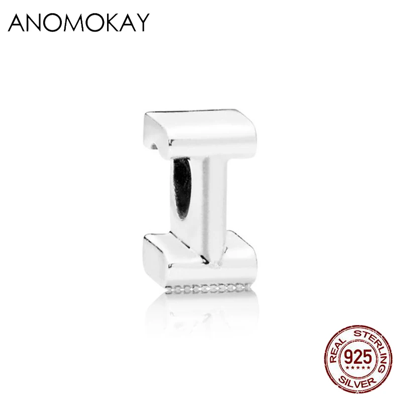 ANOMOKAY, новинка, 925 пробы, серебро, от A до Z, классика, 26 букв, бусины, амулеты, подходят для браслетов Pandora, сделай сам, изготовление ювелирных изделий