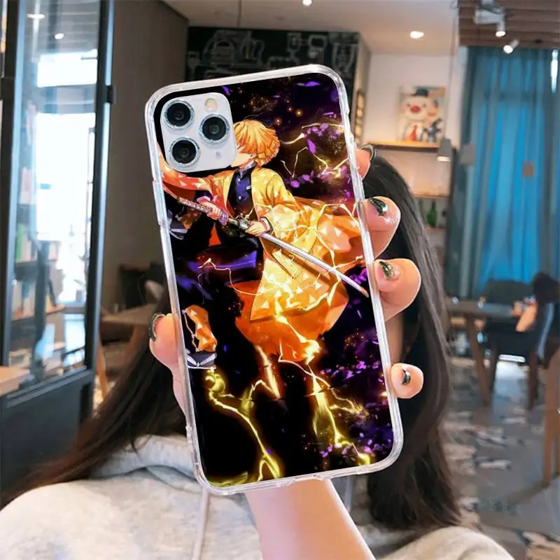 

Kimetsu No Yaiba Demon Slayer Anime Phone Case Transparent for iPhone 6 7 8 11 12 s mini pro X XS XR MAX Plus cover funda shell