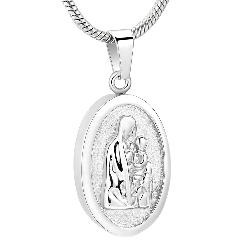 

IJD10724 Stainless Steel Cremation Mother and Kid Keepsake Pendant for Ashes Urn Memorial Souvenir Necklace Jewelry