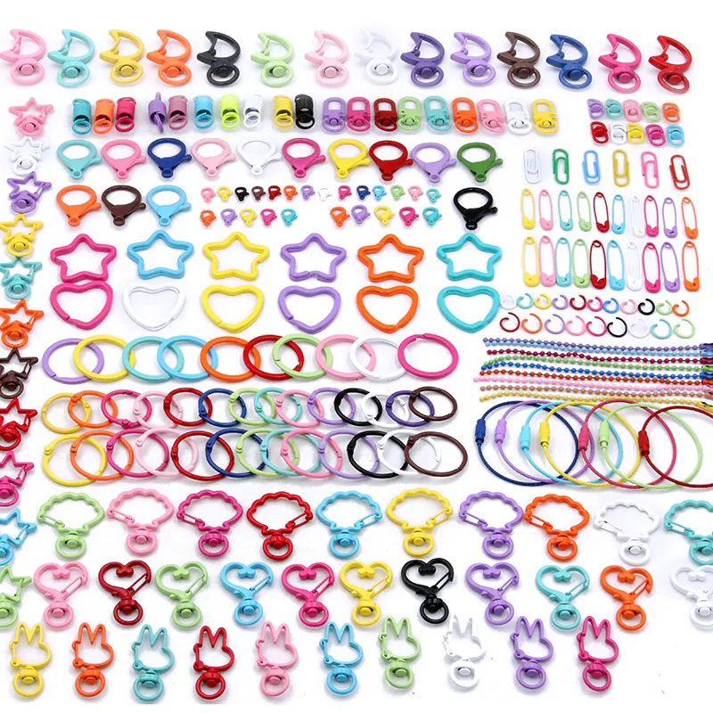 

5-100PCS 24 Style Colorful Alloy Lobster Clasp Paper Clip Hooks Ball Chains DIY Findings Accessory Key Ring Material