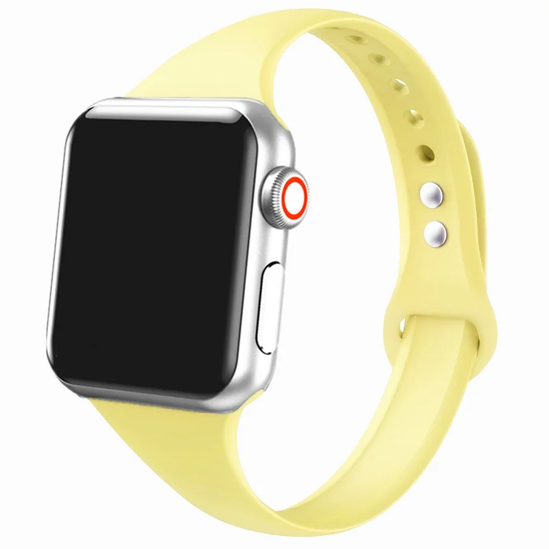 Milk yellow 11 Ремешок для apple watch, ремешок для apple watch 5, 4, 3, 2, iWatch, ремешок 42 мм, correa, 38 мм, 44 мм, 40 мм, силиконовый браслет pulseira, ремешок для часов - Цвет ремешка: Milk yellow 11