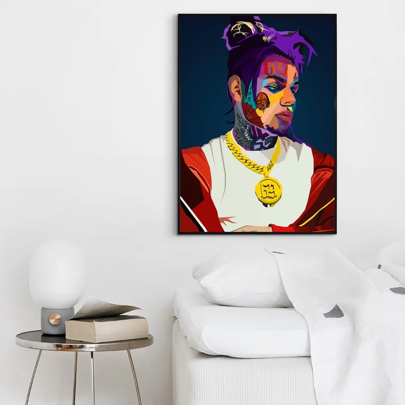 6ix9ine WPAP поп-арт хип-хоп исполнитель музыки певица печати Плакатов Живопись на холсте Настенный декор Печать на холсте(без рамки