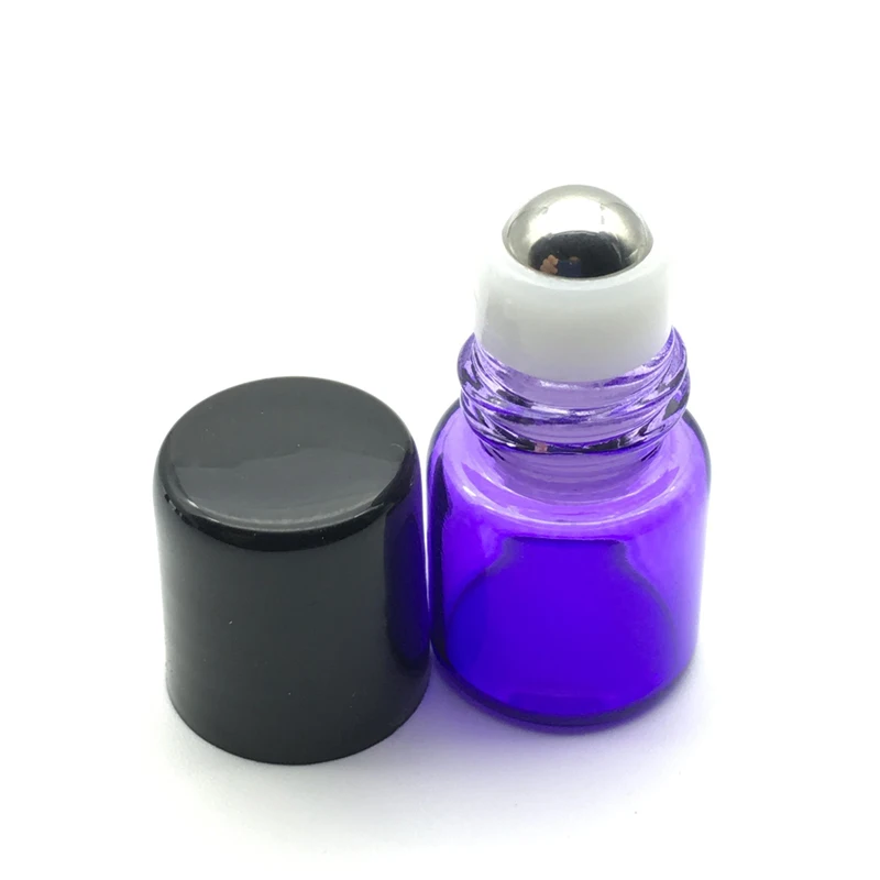 20pcs Mini Purple-Blue Roll on 1ml Glass On Bottles For Essential Oils Refillable Perfume Vial | Красота и здоровье