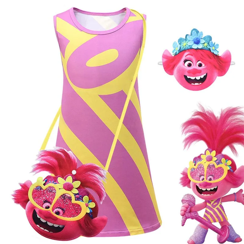 Детские платья для девочек костюмы косплея троллей 2 мака приталенная красивая