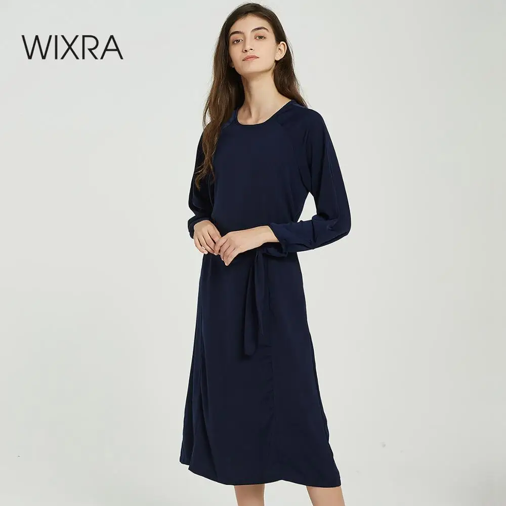 Женское платье до середины икры Wixra элегантное свободное с высокой талией и