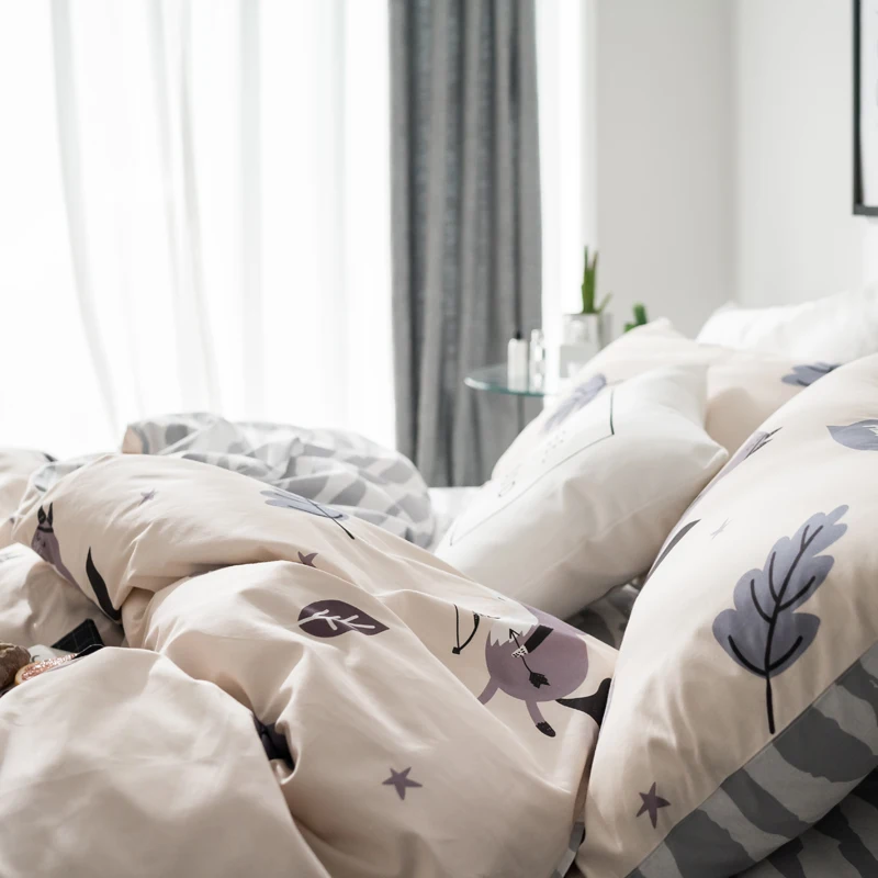 Постельное белье с принтом лисы из мультфильма двуспальный комплект постельного