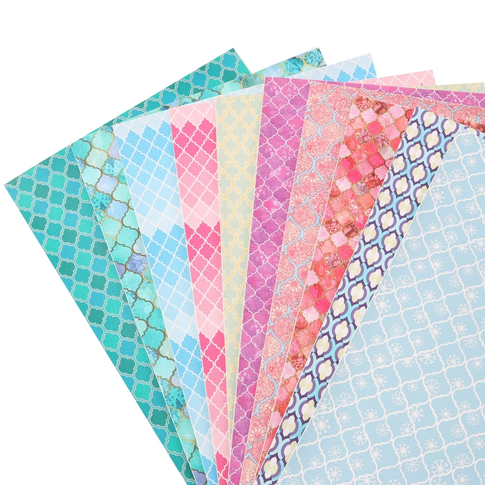 

David accessories 10pcs 20*33cm Lattice Cross Pattern Faux Synthetic Leather for Bows DIY Handmade Materials,1Yc10603