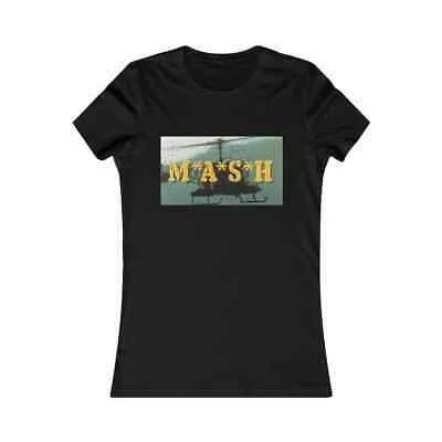 

MASH 70s 80s Retro TV Helicopter Faded Distressed Womens T-Shirt