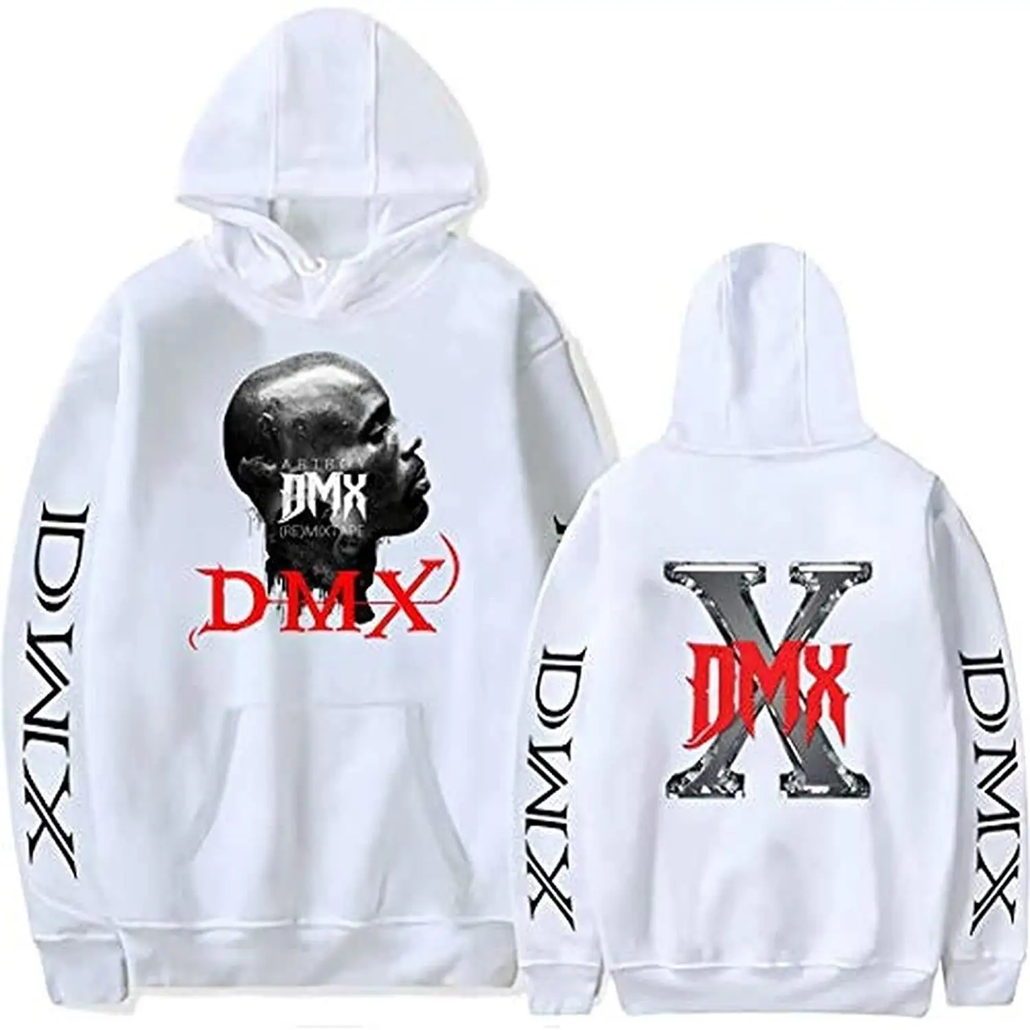 

Rapper DMX Hoodie Cool Print Black White Sweatshirt Tracksuit for Men and Women Streetwear Hip Hop Long Sleeve