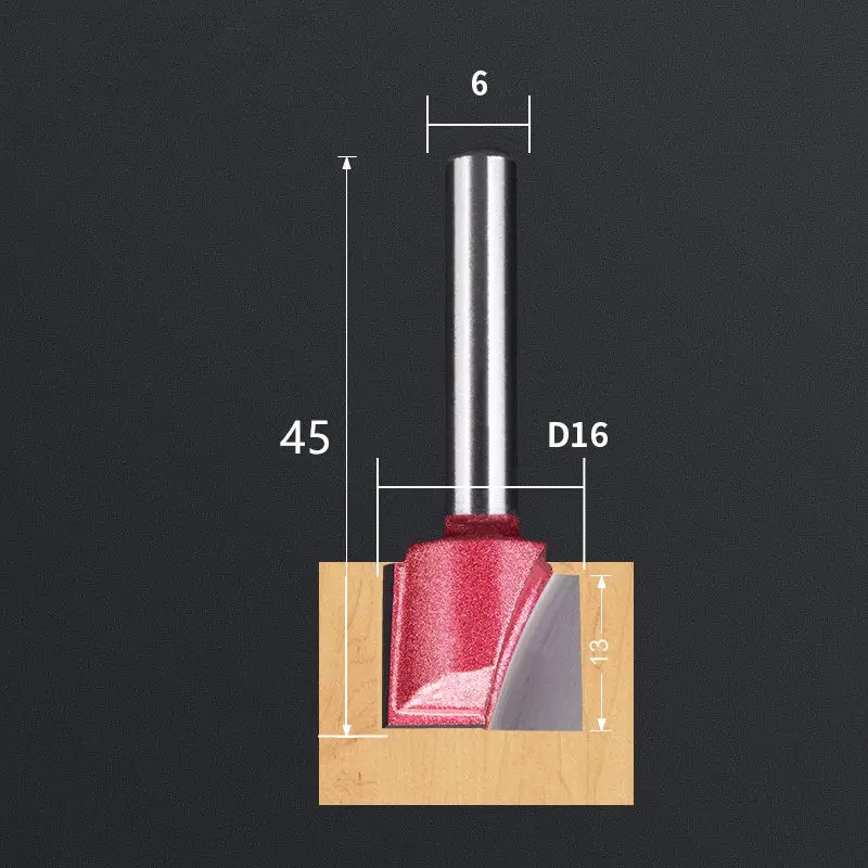 QDD616 6 мм shank-1PCS, CNC карбида вольфрама с покрытием Алюминий нитрид титан, деревообрабатывающие фрезы, резьба по дереву Фрезерный резак, чистка нижней части, дерево, инструмент - Длина режущей кромки: QDD616