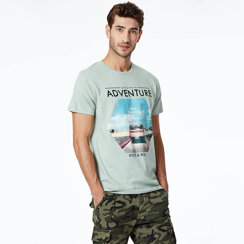 Мужская футболка с коротким рукавом и круглым вырезом принтом | одежда