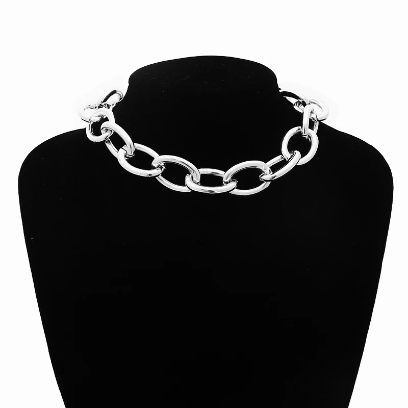 

Chain On The Neck Thick Massive Chains Choker Grunge Girl Chokers Goth Jewelry Kpop Aesthetics Decorations For Girls Accessories