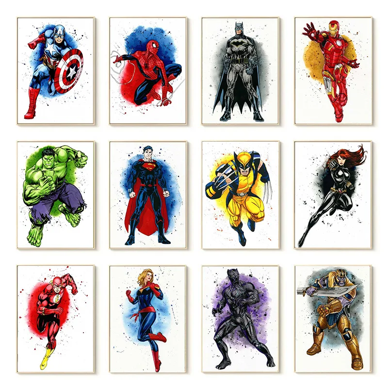 

Marvel Avengers Poster Superhero Wall Art Canvas Painting Spiderman Iron Man Nursery Painting Nordic Kid Home Decor Picture
