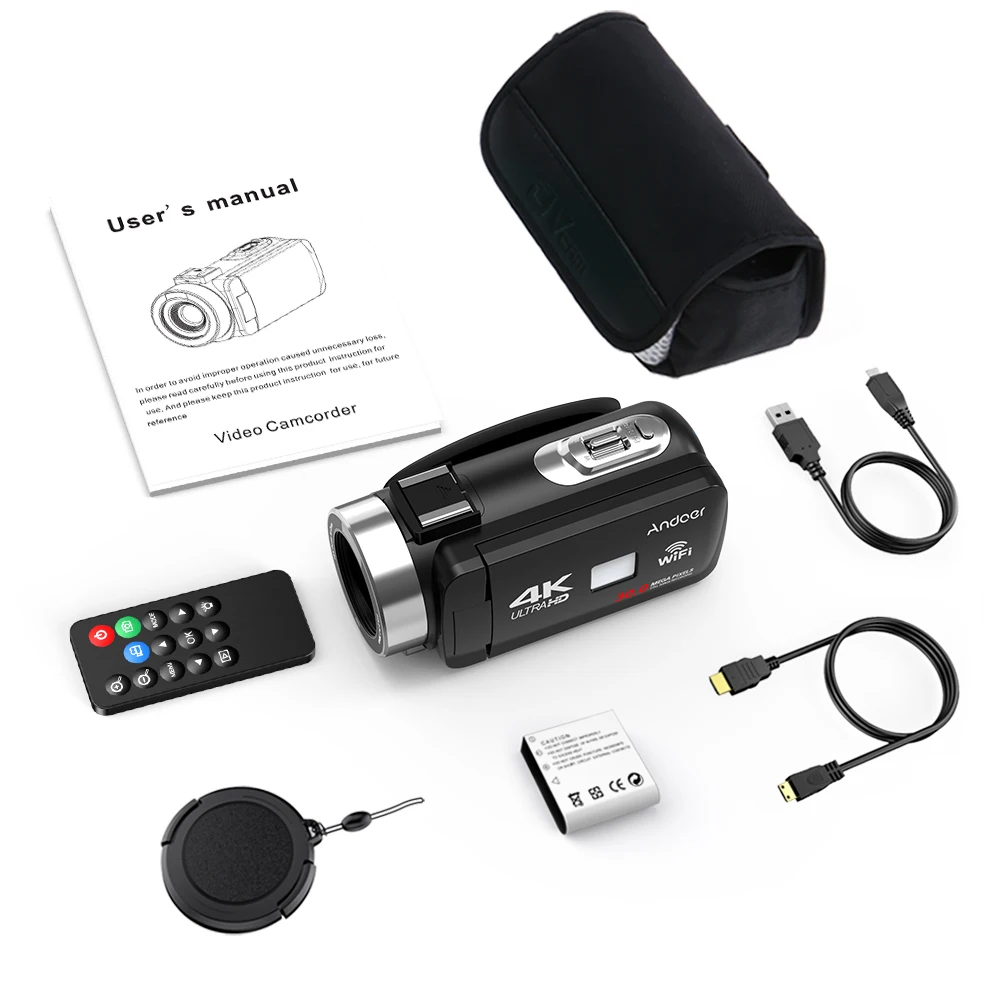 Andoer 4K Ultra HD 3," ЖК-экран WiFi цифровая видеокамера DV рекордер 16X зум IR ночного видения Видеокамера