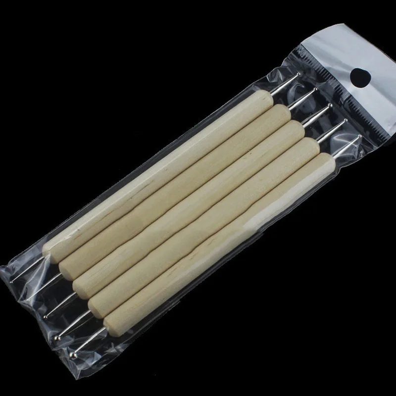 Деревянная ручка для точечного маникюра 5 шт./пакет 2-полосная покраски ногтей