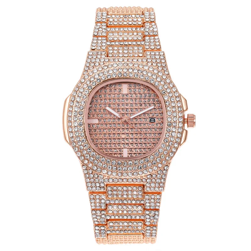 

Luxury Brand Diamond Studded Stainless Steel Women Watches Simple Calendar Watch For Men Trend Clock Relogio Masculino Drop Ship