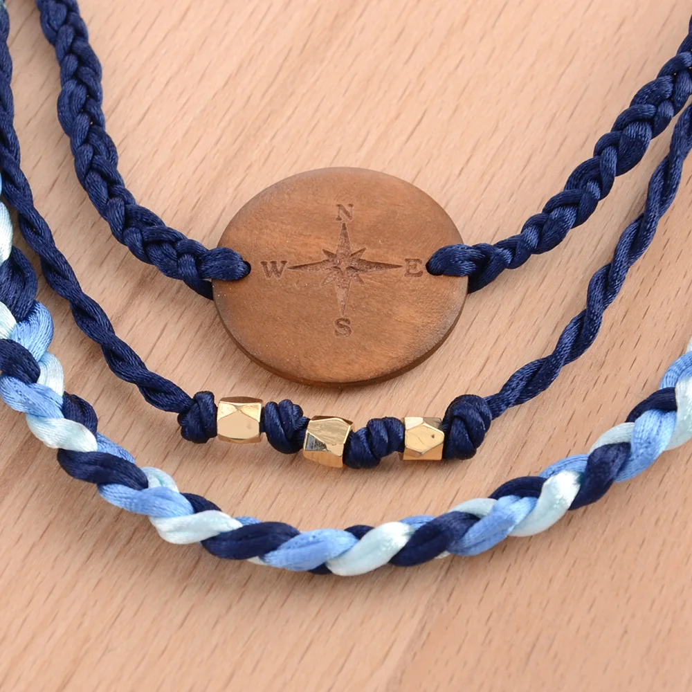 Лидер продаж простой женский браслет с волнистым компасом и бусинами ручной