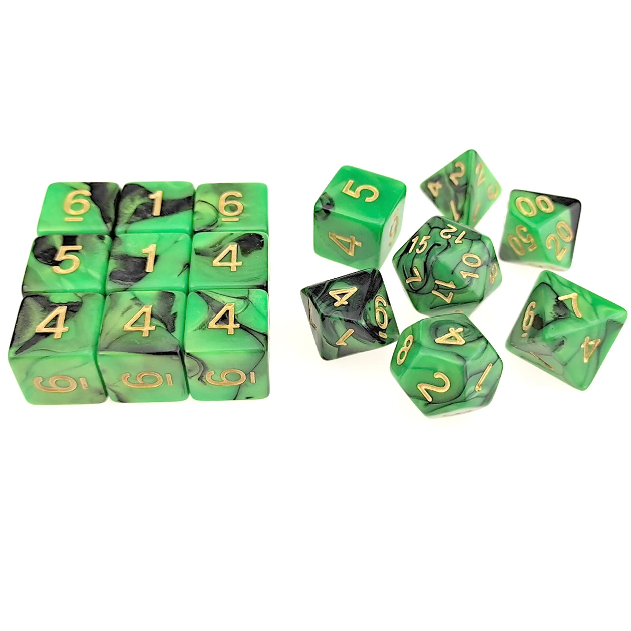 Rollooo Two-Tone Particular Roleplaying Dice Set Standard 7 + 9 Extra D6s for RPG D&D Games
