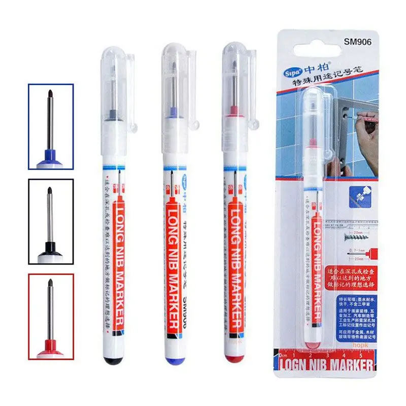 

Long Head Markers Bathroom Woodworking Decoration Multi-purpose Deep Hole Marker Pens for Hardware ,Wood Mark,Car Manufacturing