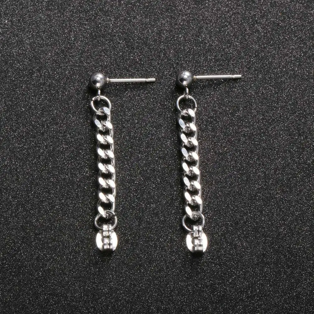 

Personality Titanium Steel Earrings Punk Style Long Dangle Drop Earrings Motorcycle Party Unisex Earrings Hip Hop Jewelry Gifts
