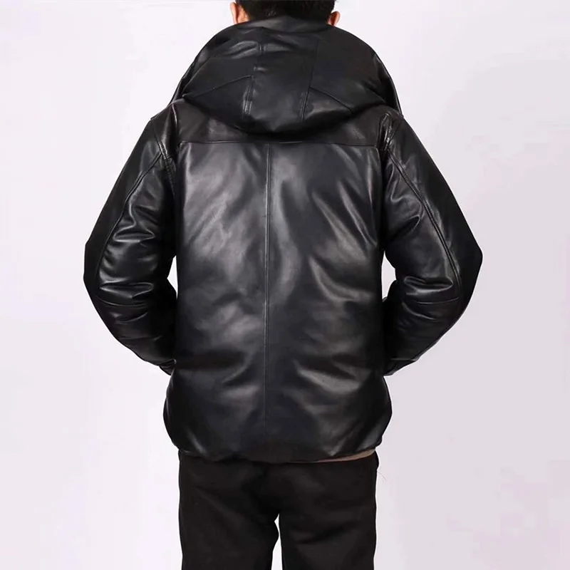

Avfly Read H88 Description! Super Warm Mens Genuine Sheep Leather 90% Duck Feather Thick Down Jacket