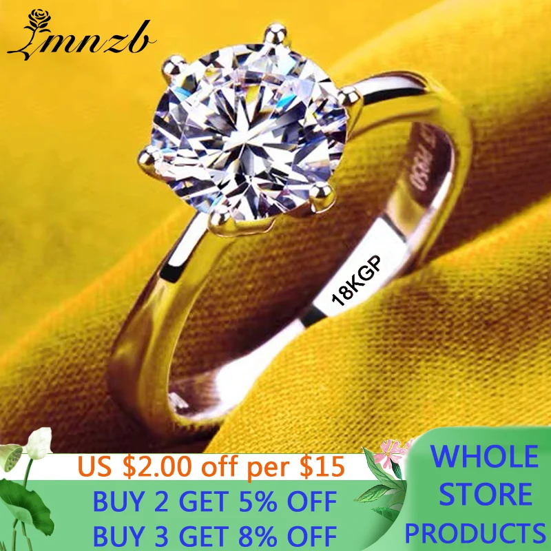 

LMNZB Never Fade Real 925 Solid Silver 3 Layer White Gold Filled Wedding Band For Women Engagement Proposal Ring Bride Jewelry