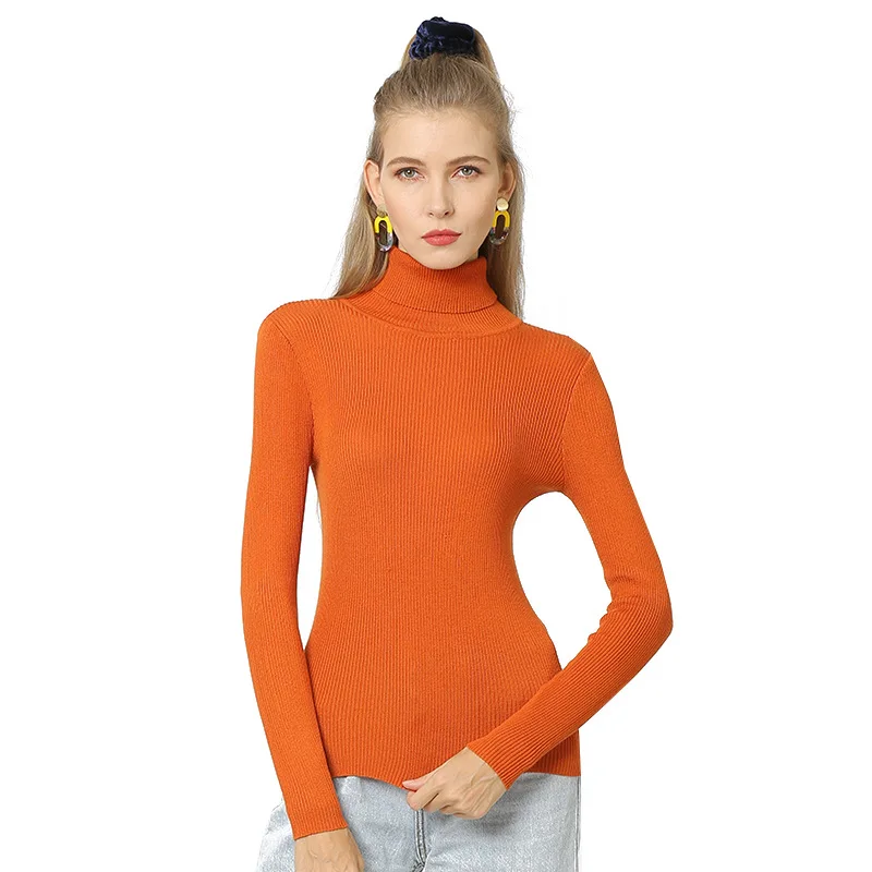 

Women's Autumn Winter Turtleneck Pullover Sweater for Women Long Sleeve Slim Jersey Jumper Woman Knitted Top Clothing Pull Femme