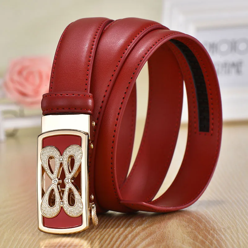 

Peikong Women's Genuine Leather Fashion Retro Belt High Quality Luxury Brand Ladies Metal Automatic Bucklenew Belt With Jeans