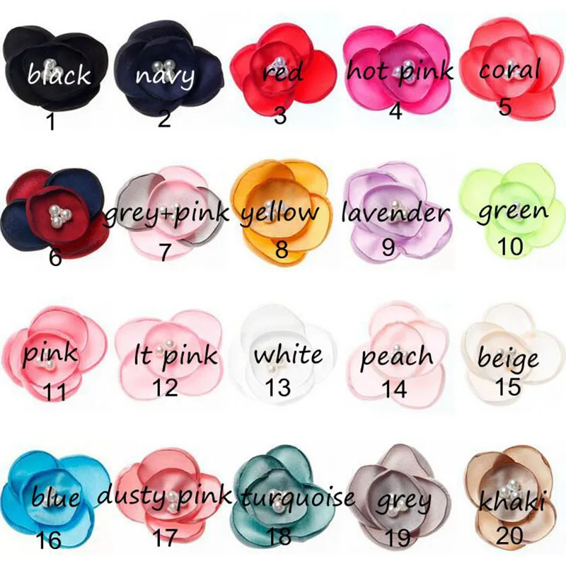 Цветок из шифона с жемчугом Nishine 10 шт./лот 2 дюйма тканевые украшения для волос