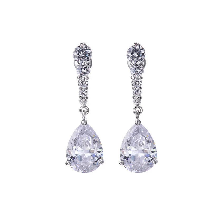 

DIWENFU Real S925 Sterling Silver Zircon Stone Drop Earring 100% Silver 925 Jewelry Aros Mujer Oreja Orecchini Jewelry Earrings