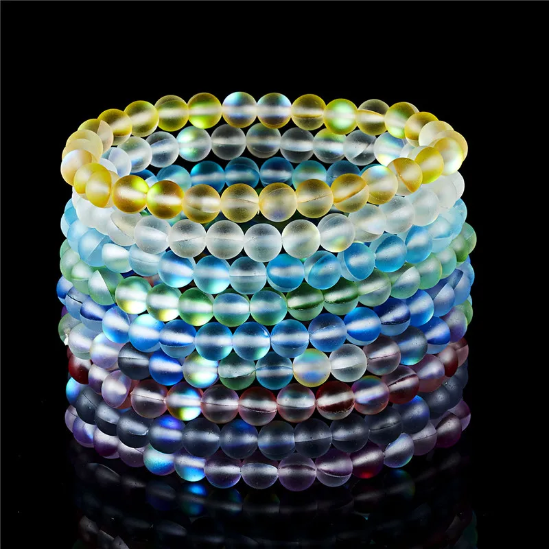 Ручной работы лунный камень браслет на эластичной веревке с натуральным