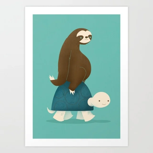 Печатная картина в скандинавском стиле животное Ленивец черепаха современный