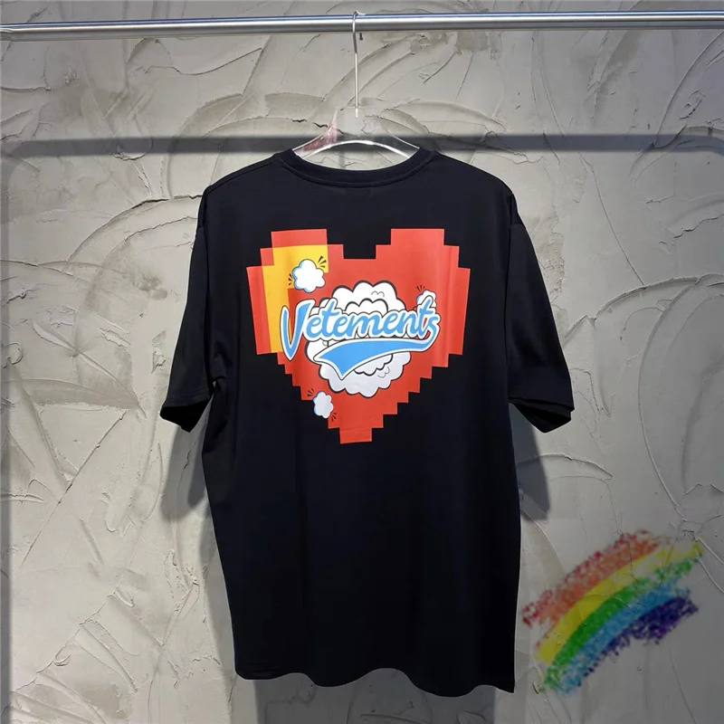 

2021ss Vetements T Shirt Men Women 1:1 High Quality T-shirt Mosaic love print Vetements Tee VTM Tops Oversized