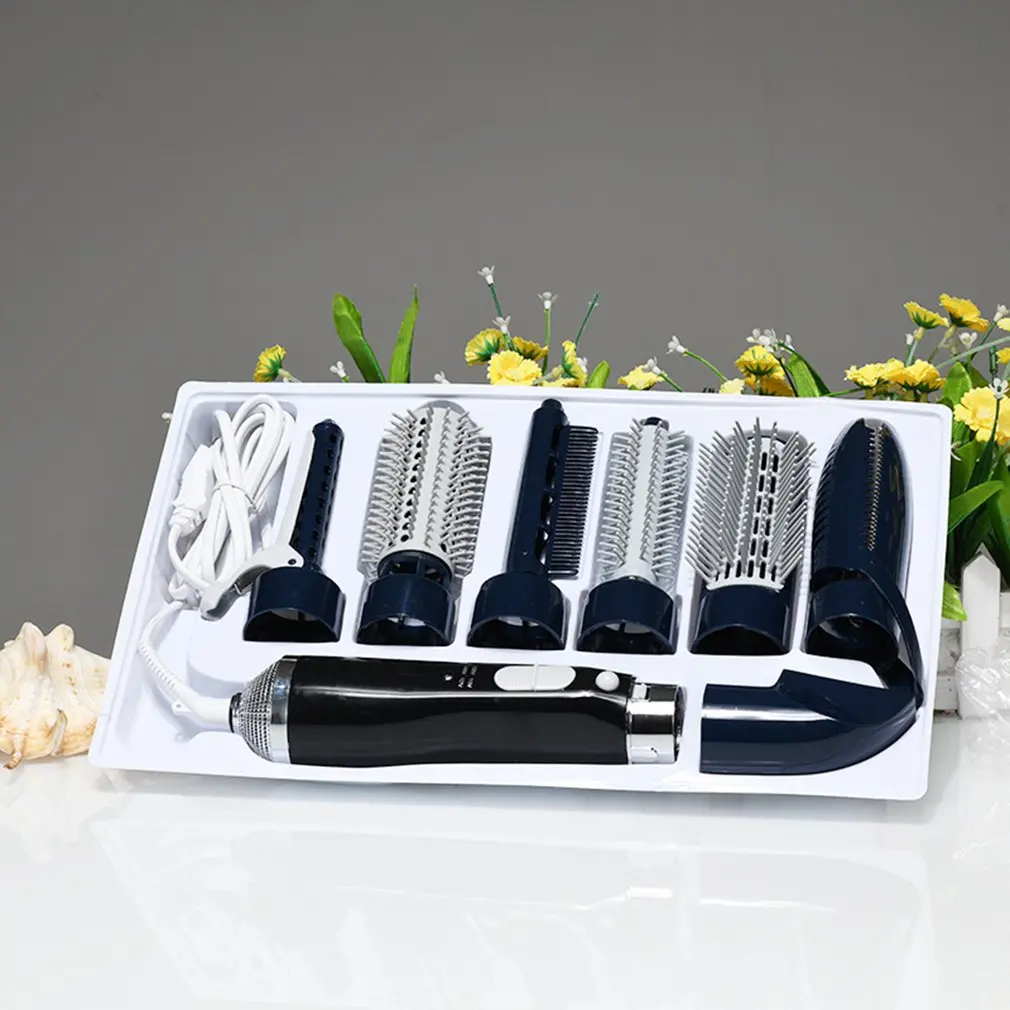 

7-in-1 Multi-Function Rechargeable Professional Negative Ion Hair Dryer With Comb Curling Wand With 7 Attachments