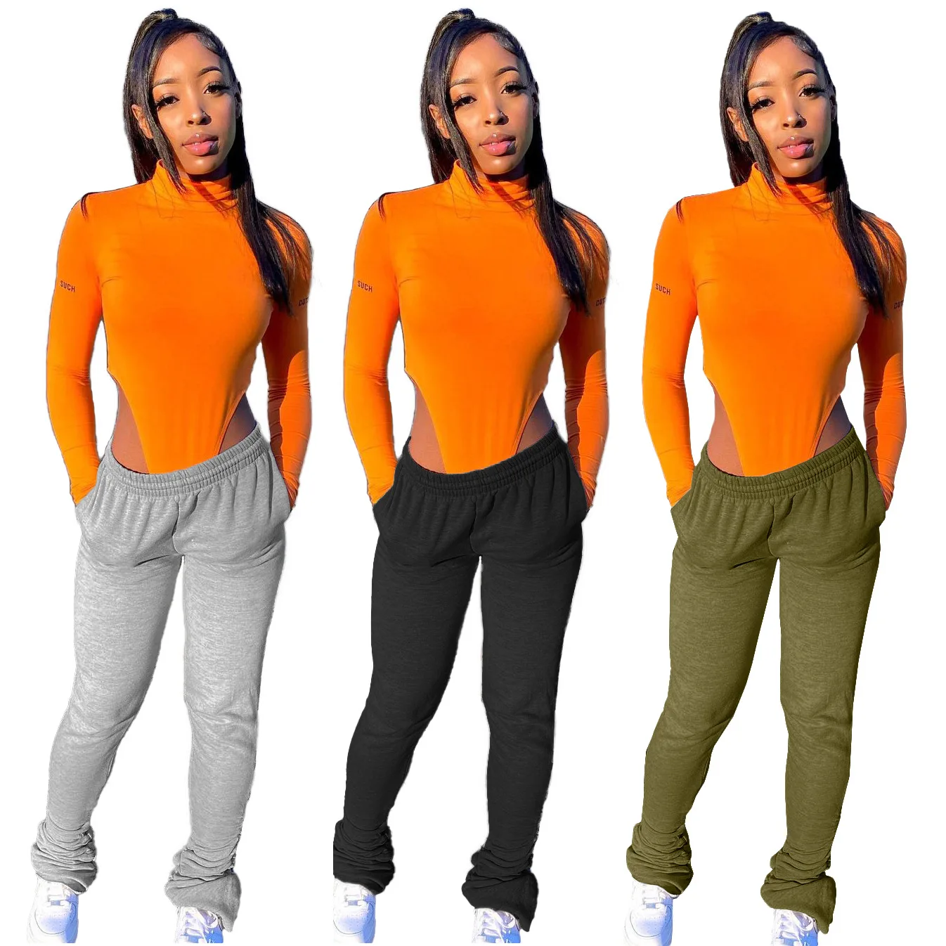 

Fleece Sweatpants Women Autumn Winter Plus Velvet Fabric Sports Casual Pile Pants Solid Stacked Pants Exercise Pants for Women