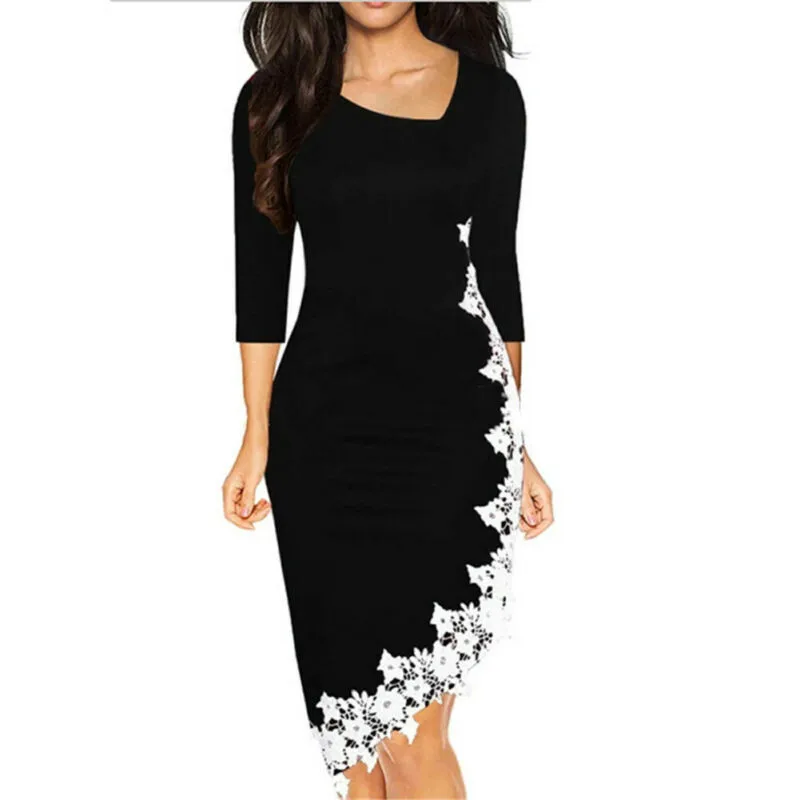Женское осеннее облегающее кружевное лоскутное вечернее платье вечерние платья