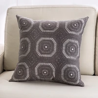 grey cushion cover cotton canvas embroidered floral geometric pillow case 4545 for living room sofa boho home decor