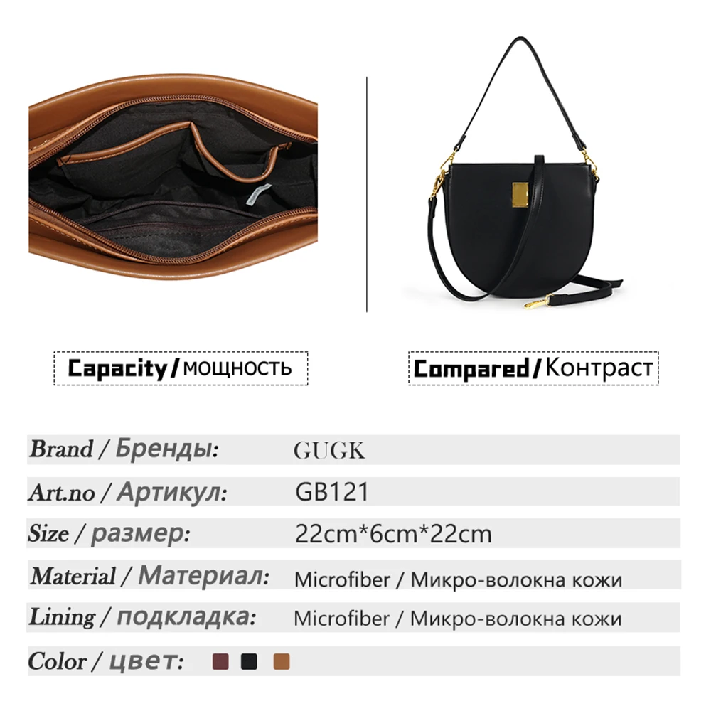

GUGK Fashion handbags Woman Half Moon High Quality Party Shoulder Bags Ladies Chain metal decoration Shoulder Strap Bags GB121