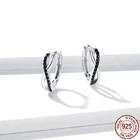 Pendientes de aro con Круз para mujer плата де лей 925 подлинный de circonia cbica негра, joyera con estilo de boda, сиреневого цвета