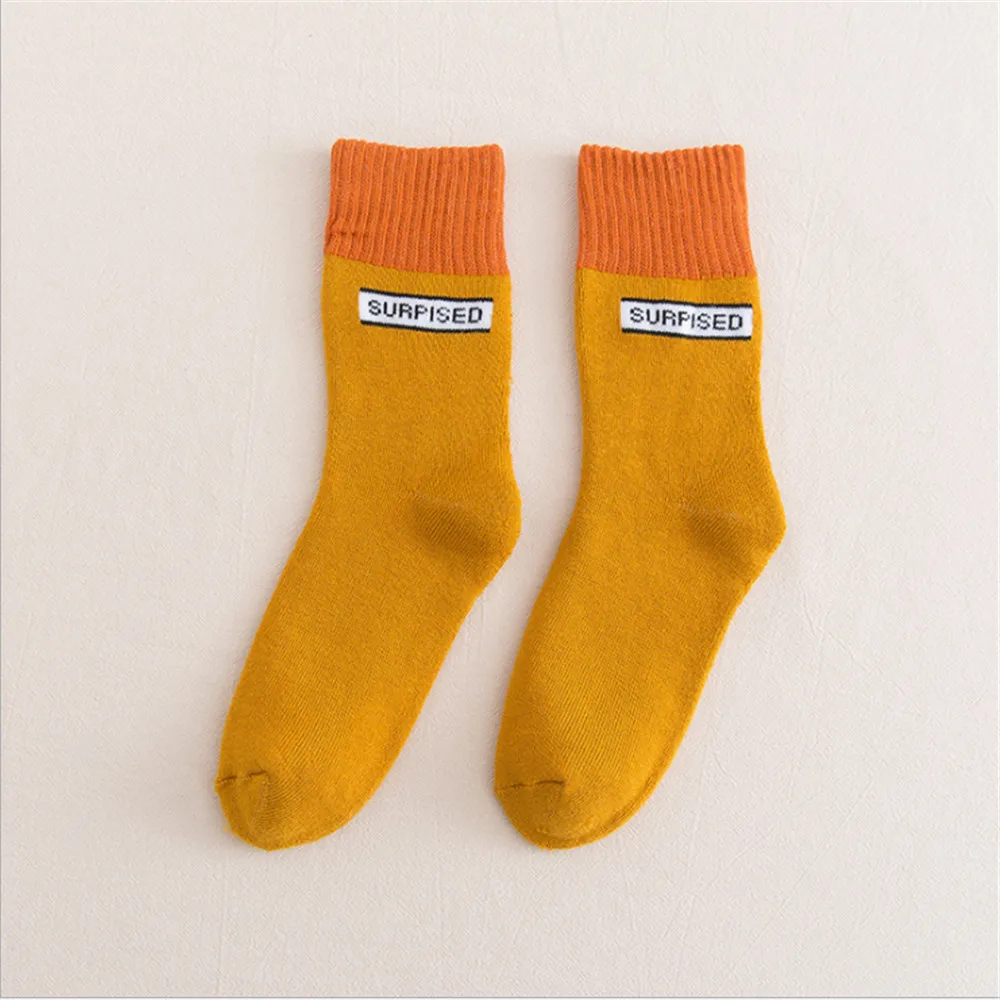 New Socks Women Winter Plus Velvet Thick Terry Socks Warm Socks Japanese Color Matching Towel Socks