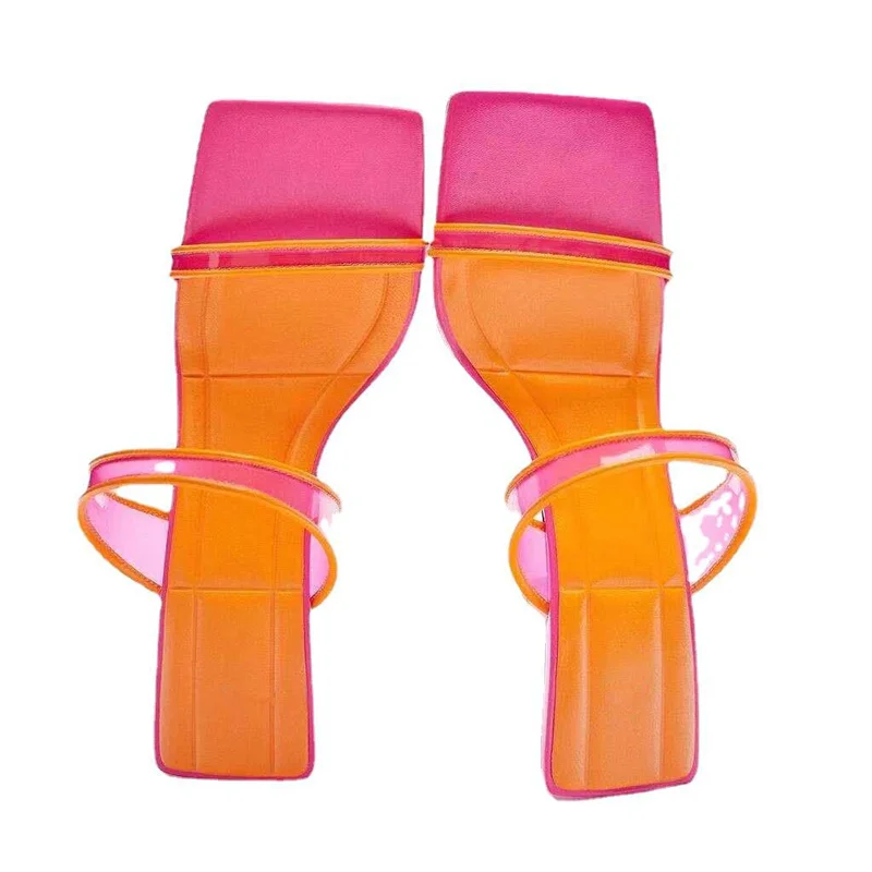 Женские полупрозрачные босоножки ZA на ремешках контрастных цветов туфли-лодочки