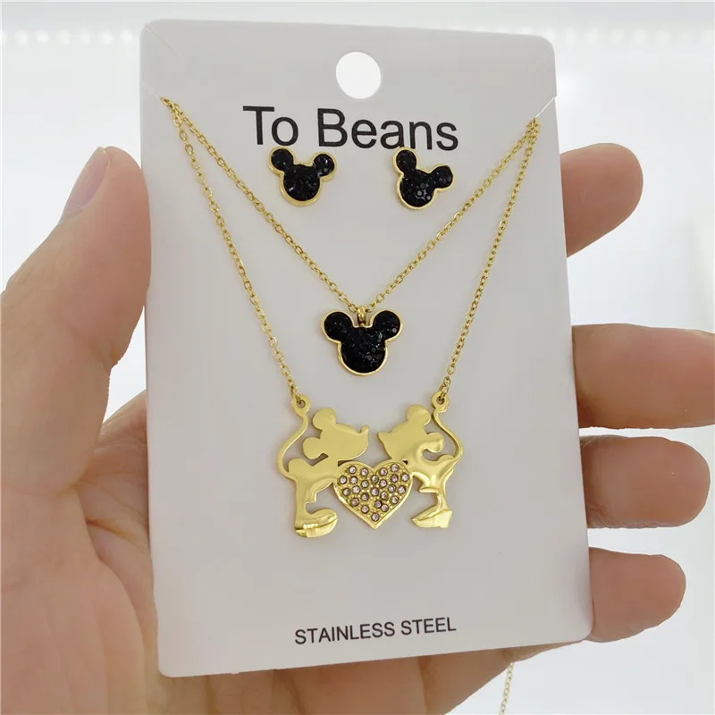 Мультяшное ожерелье с милой подвеска мышь из титановой стали инкрустацией