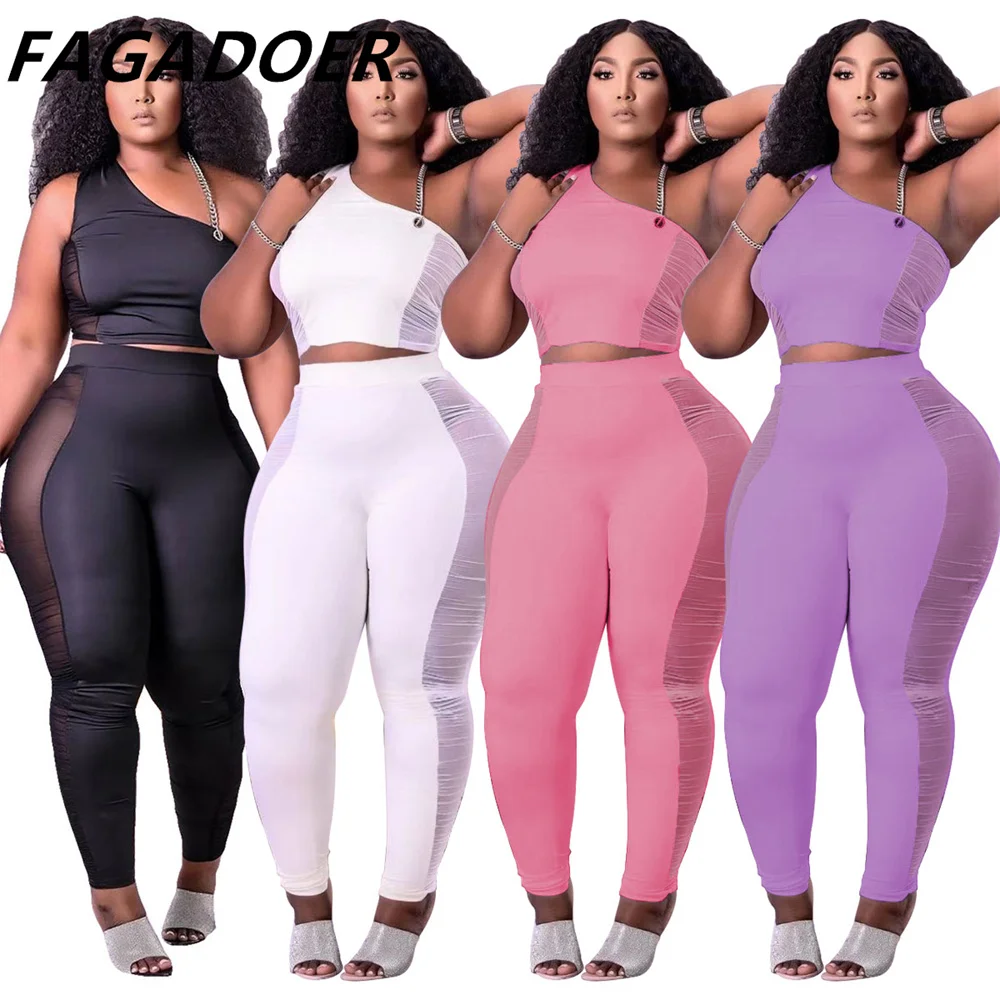 Сексуальный сетчатый комплект из двух предметов укороченный топ на одно плечо