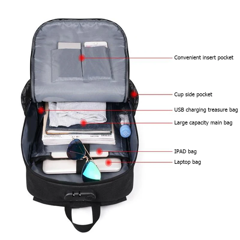 Рюкзак для скейтборда с защитой от кражи USB портом и замком зарядки Скейтборд 