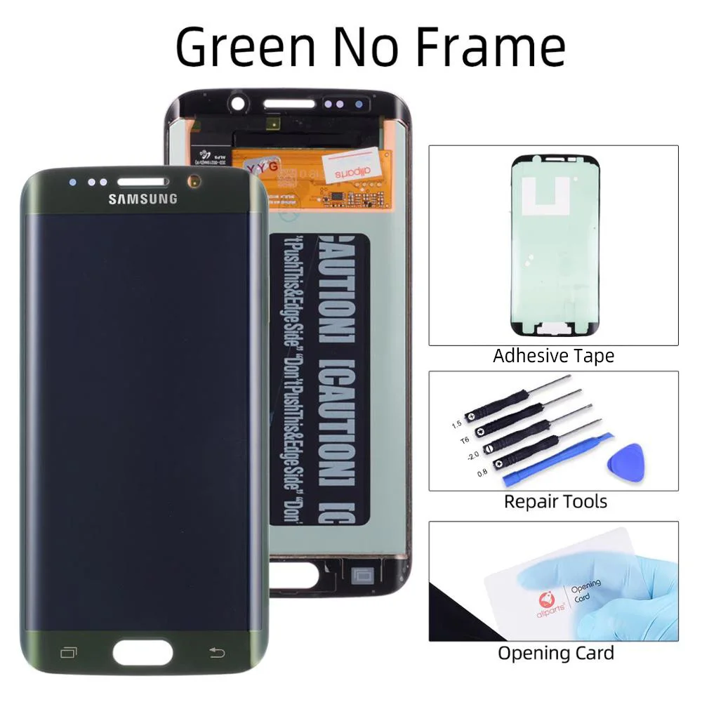 5.1'' тачскрин дисплей экран для SAMSUNG S6 Edge сенсорный дисплей LCD с тачскрином в рамке замена запчасти S6EDGE G925 G925F белый золотой синий зеленый - Цвет: Green No Frame