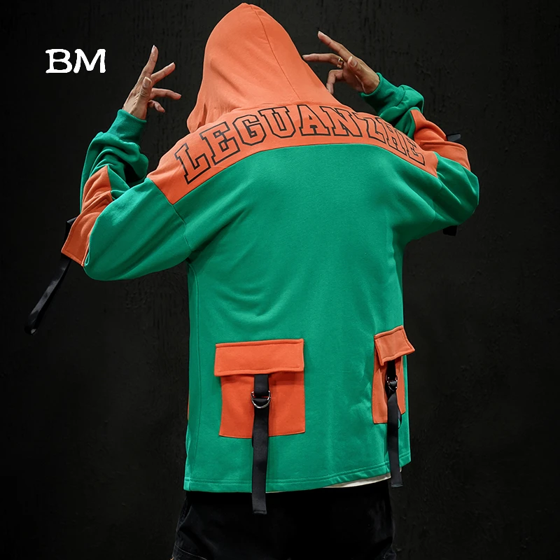Толстовки в стиле хип хоп Мужская модная одежда Корейском с карманами techwear