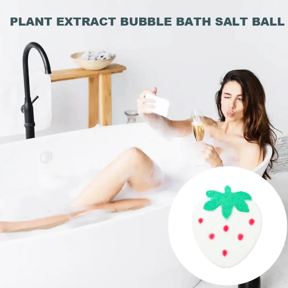 

1Pc New Natural Skin Care Strawberry Bath Salt Cute Moisturizing Essential Supplies Bombs Ball Bath Bubble Exfoliating 100g F0Y3