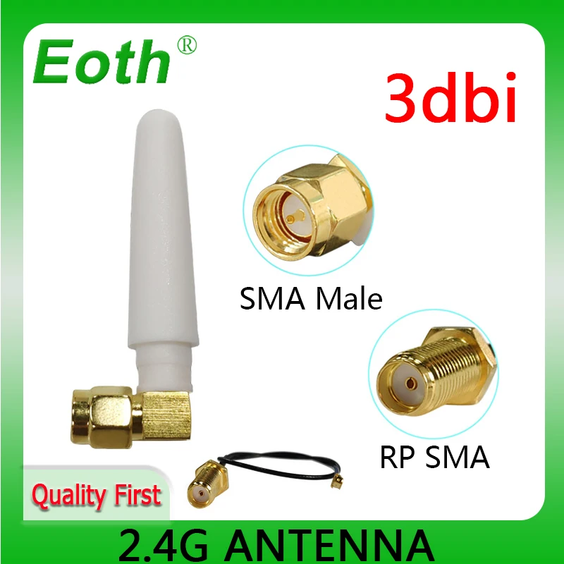 EOTH  2.4g antenna 3dbi sma male wlan wifi 2.4ghz antene IPX ipex 1 SMA female pigtail Extension Cable iot module antena
