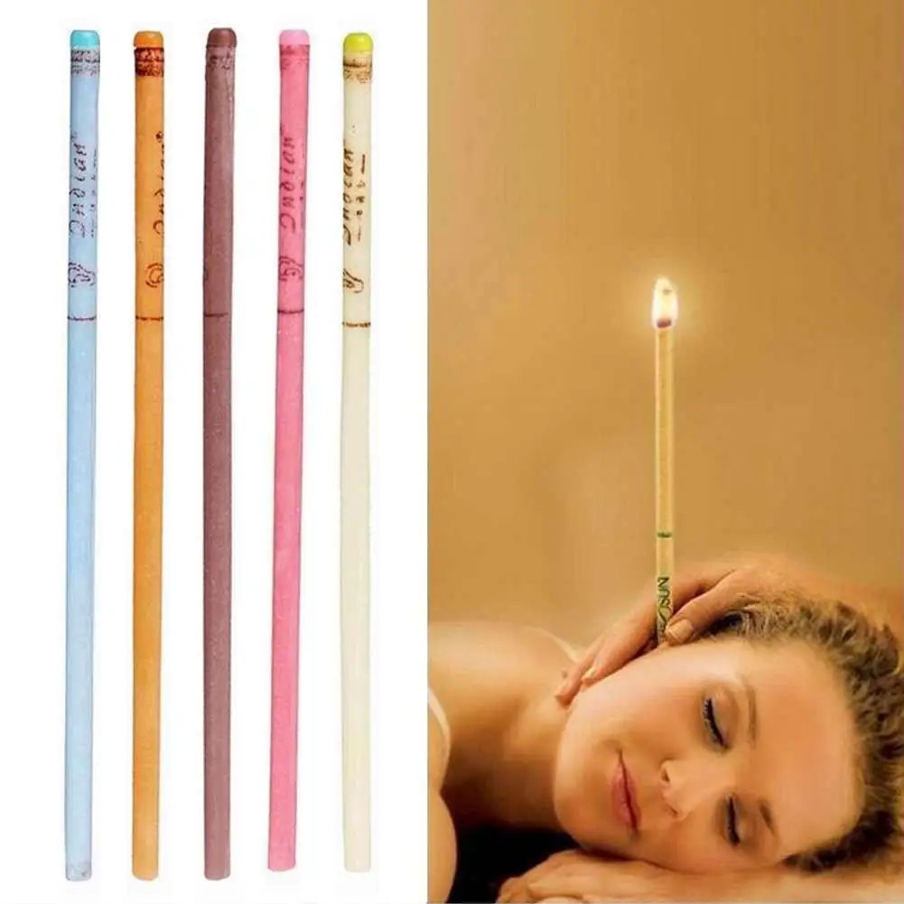 10 Pcs Coning Beewax Natural Ear Candle Candling Therapy Straight Style Care Thermo-Auricular Face Lift Tool |